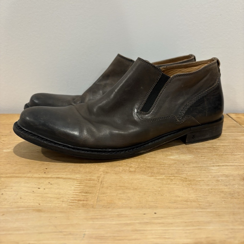 John Varvatos Brown Leather‎ Low Chelsea Boots Pull On Men's Size 8.5 Made Italy